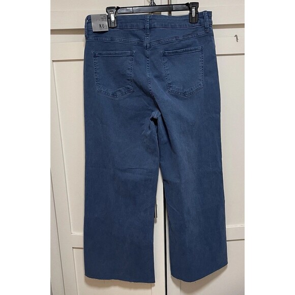 KUT From The Kloth Jeans Marine High-Rise Fab Ab Wide Leg Raw Hem Sz 12 NWT - Picture 3 of 14